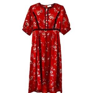 Love + Harmony High Low Dress Red Floral Print Empire Waist Small
